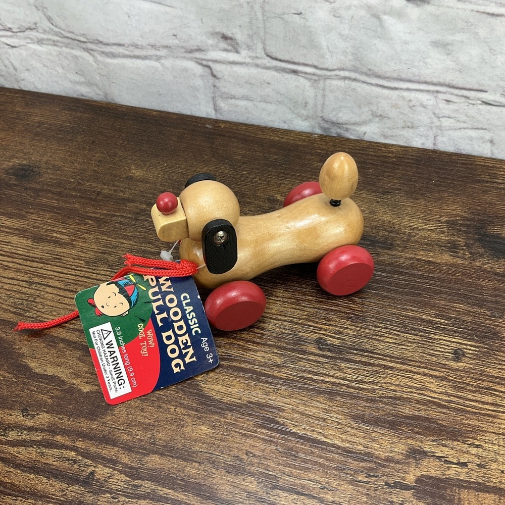 Classic Wooden Pull Dog Dachshund Hotdog